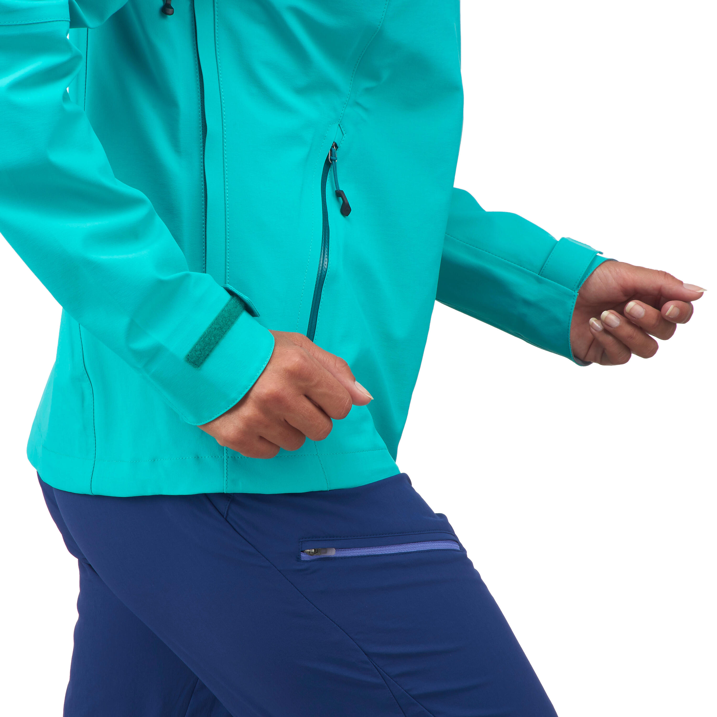 MH500 Women's Mountain Hiking Waterproof Jacket - Turquoise 6/17