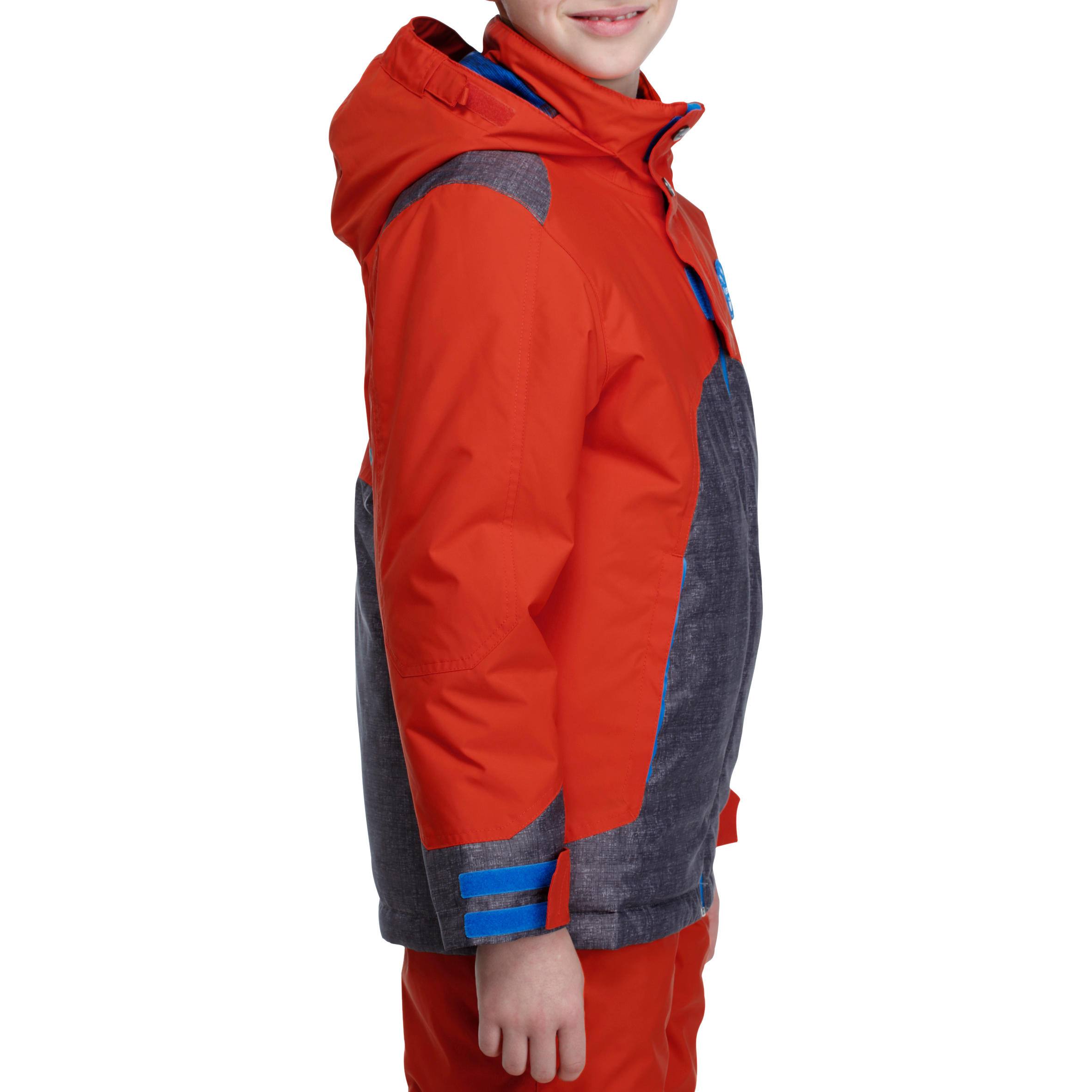 Evoslide Boy's Ski Jacket - Orange/red and Mottled grey 3/20