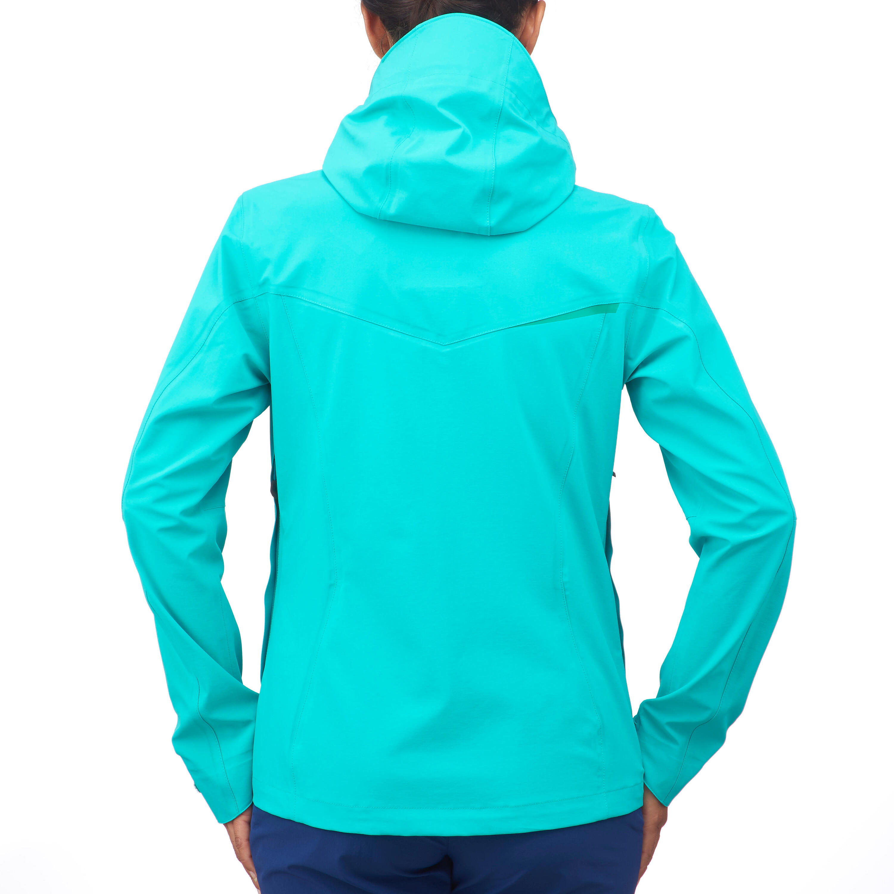 MH500 Women's Mountain Hiking Waterproof Jacket - Turquoise 5/17