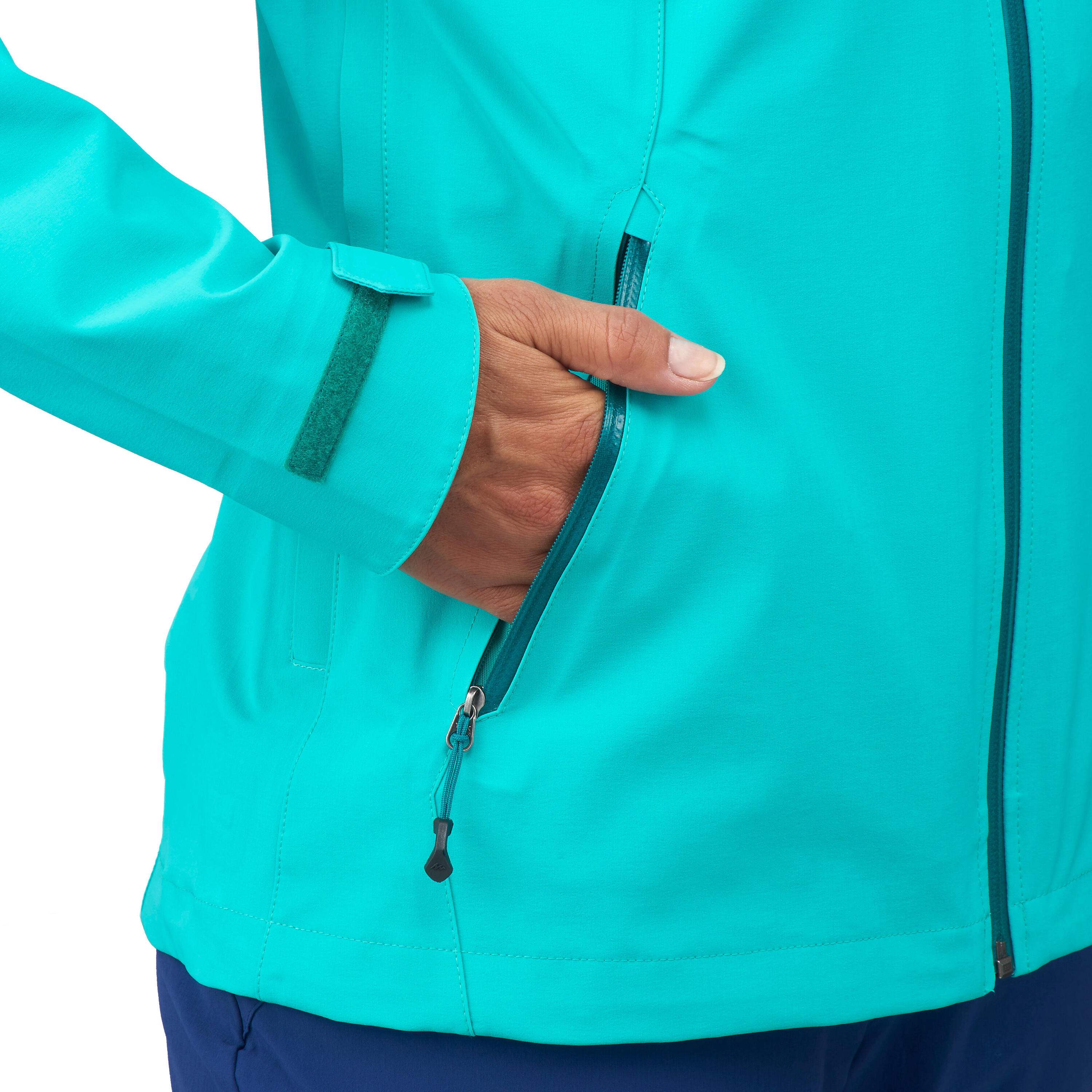 MH500 Women's Mountain Hiking Waterproof Jacket - Turquoise 7/17