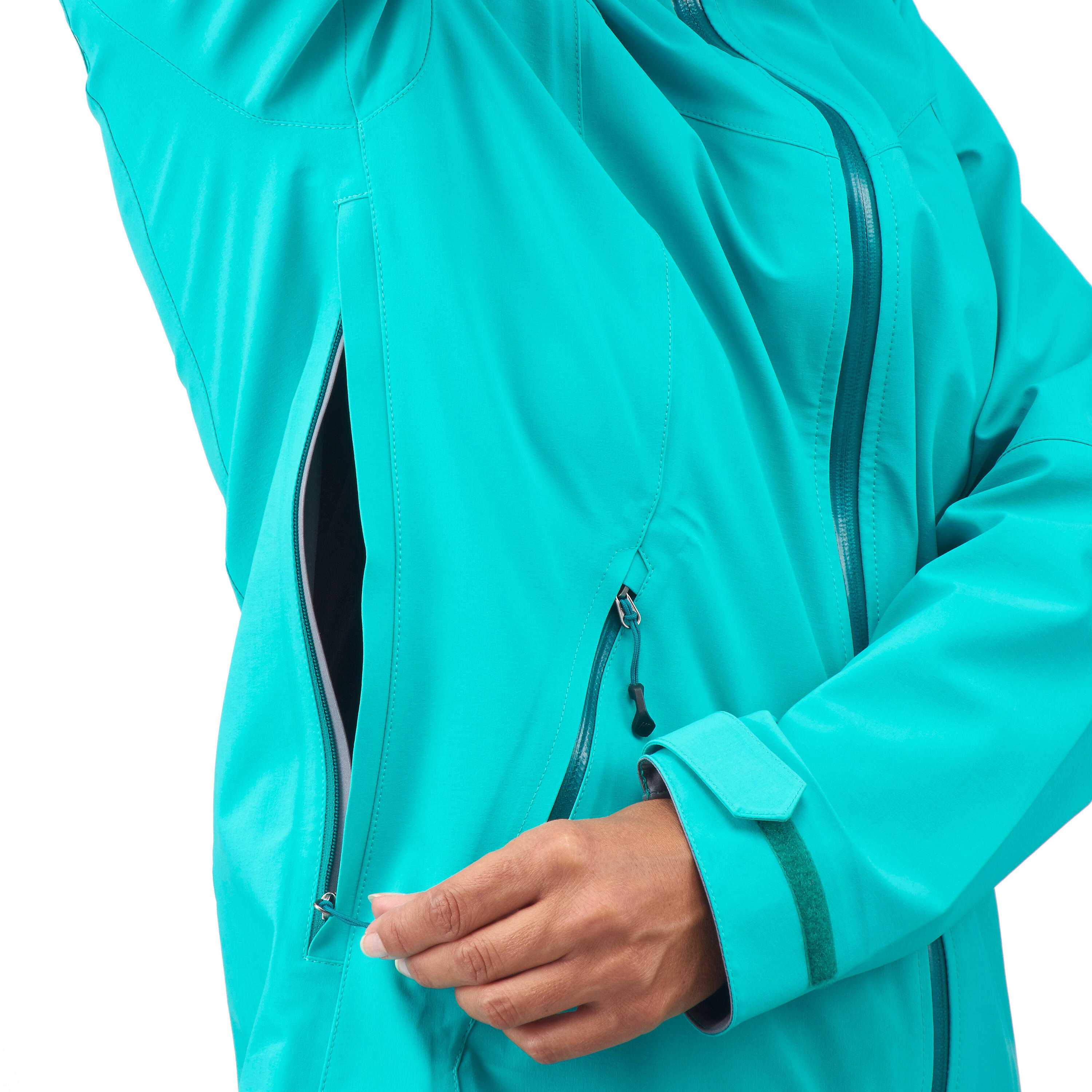 MH500 Women's Mountain Hiking Waterproof Jacket - Turquoise 9/17