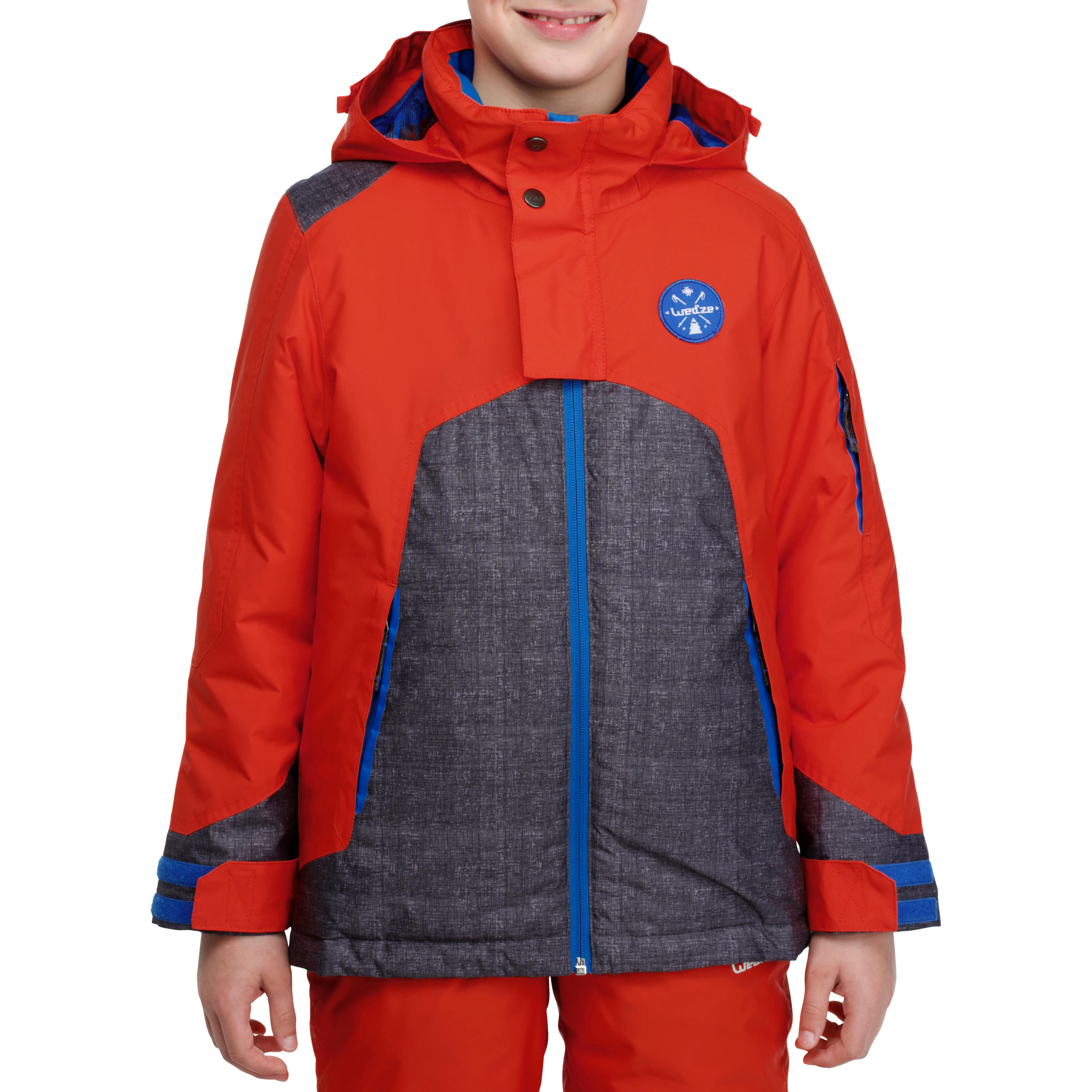 Evoslide Boy's Ski Jacket - Orange/red and Mottled grey 2/20