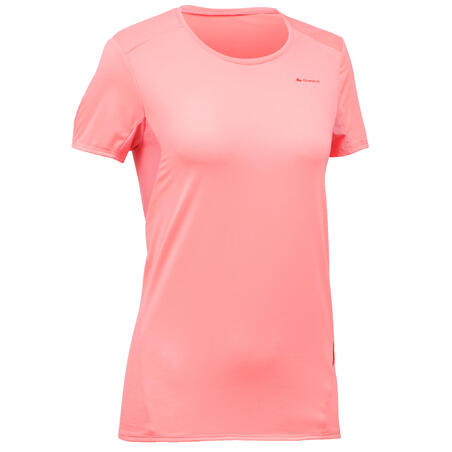 Women's Mountain Walking Short-Sleeved T-Shirt MH100 - Lychee Pink