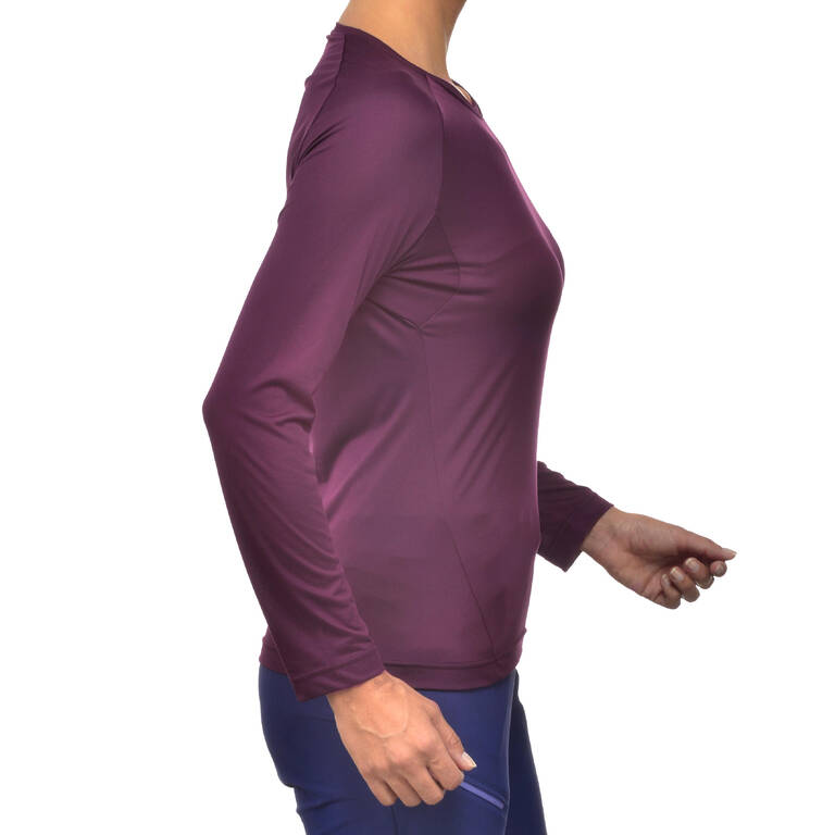 MH150 Women's Long-Sleeve Mountain Hiking T-Shirt - Plum