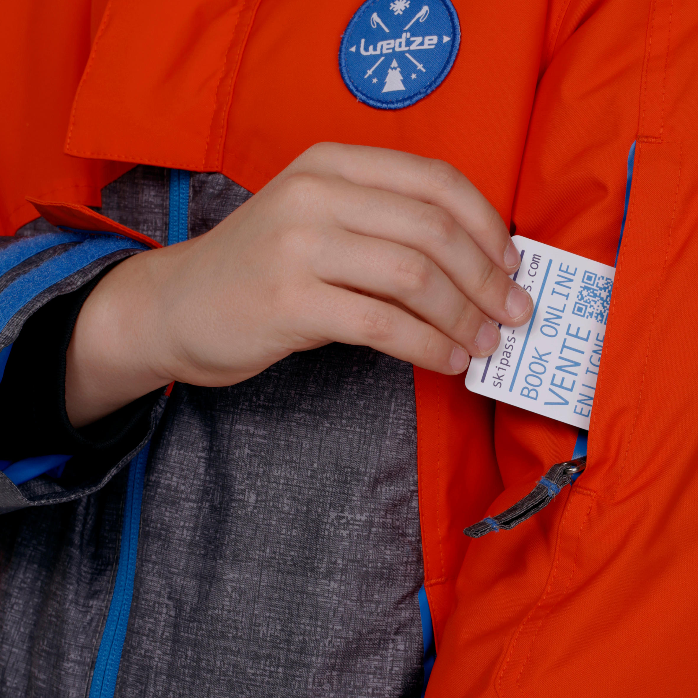 Evoslide Boy's Ski Jacket - Orange/red and Mottled grey 9/20