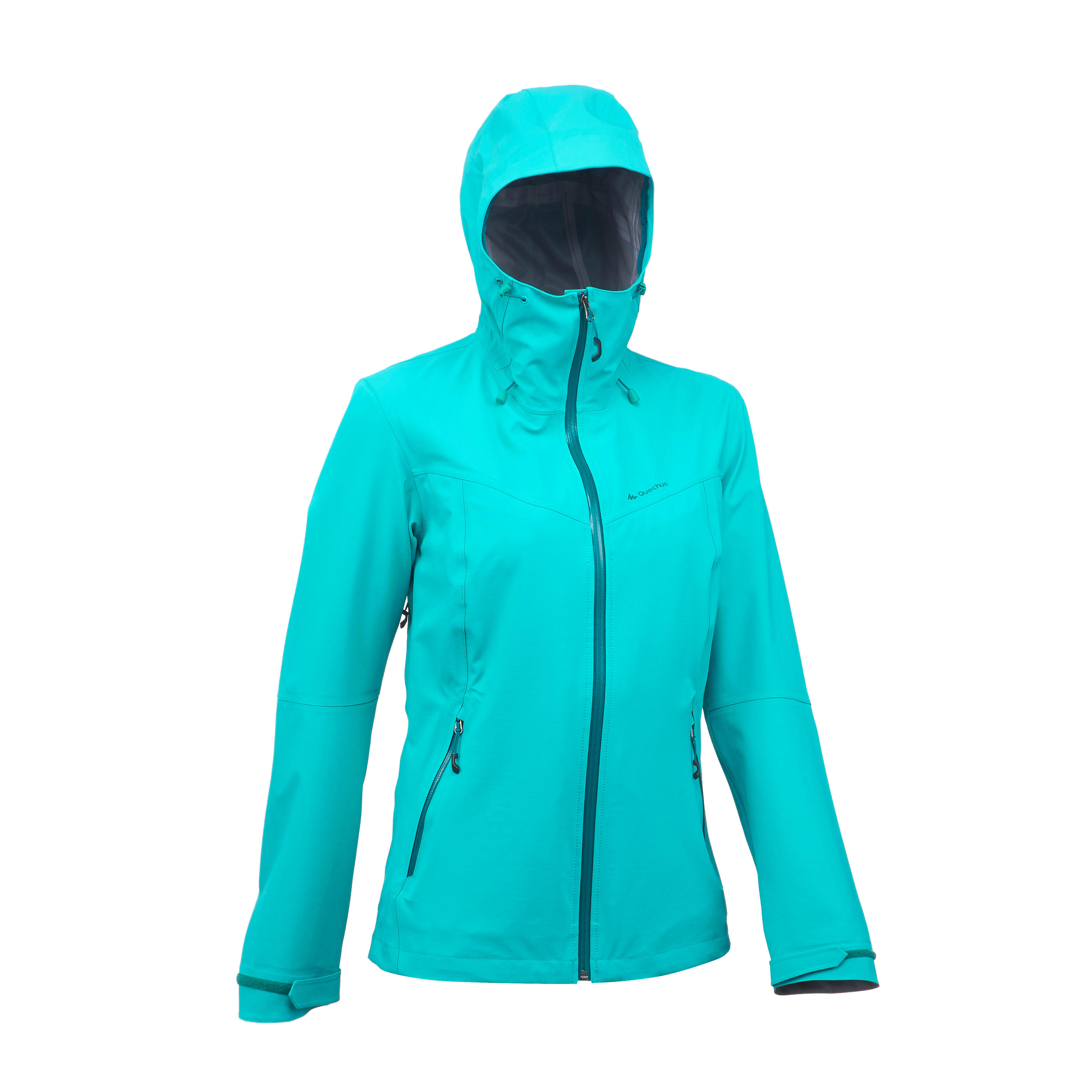 MH500 Women's Mountain Hiking Waterproof Jacket - Turquoise 2/17