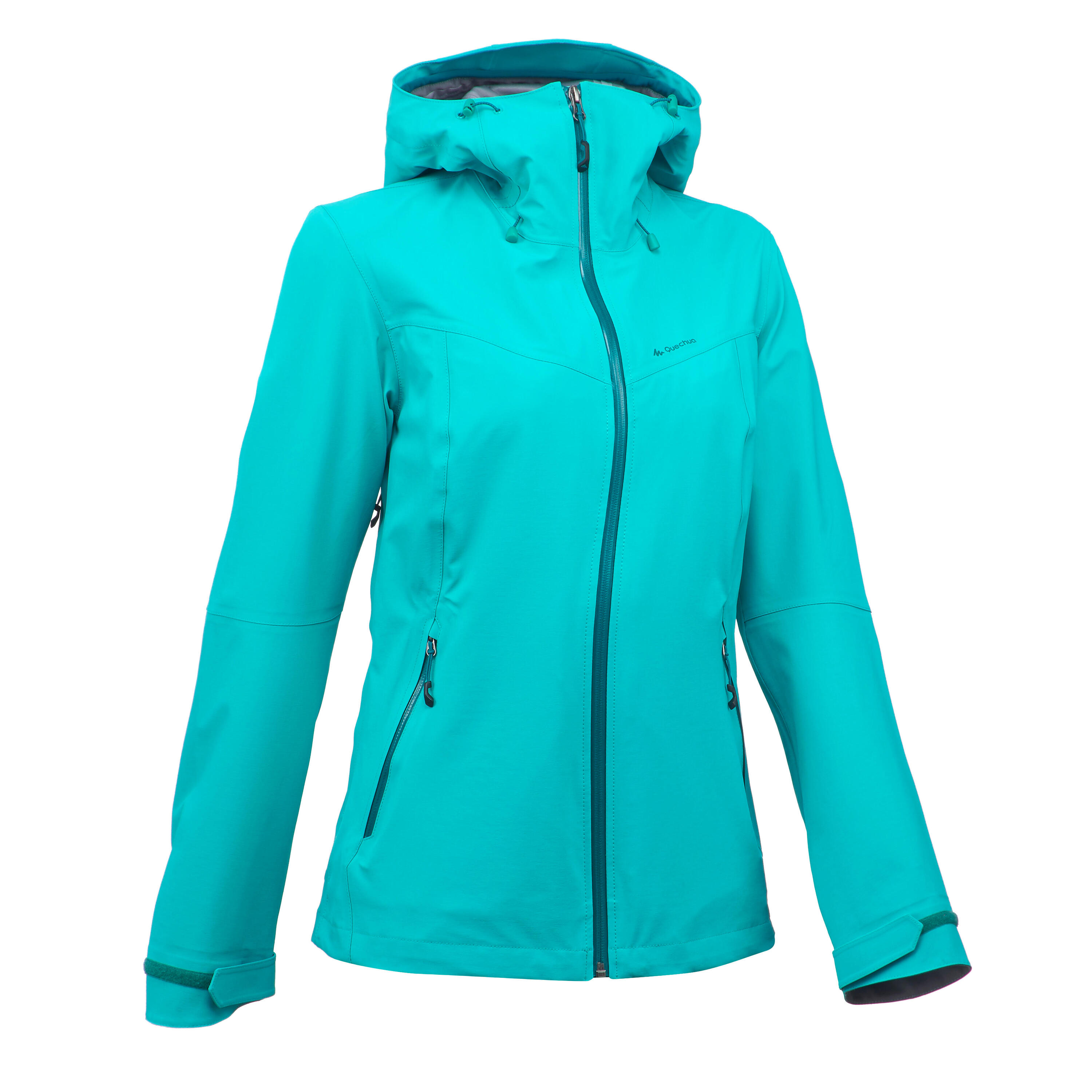 MH500 Women's Mountain Hiking Waterproof Jacket - Turquoise 1/17