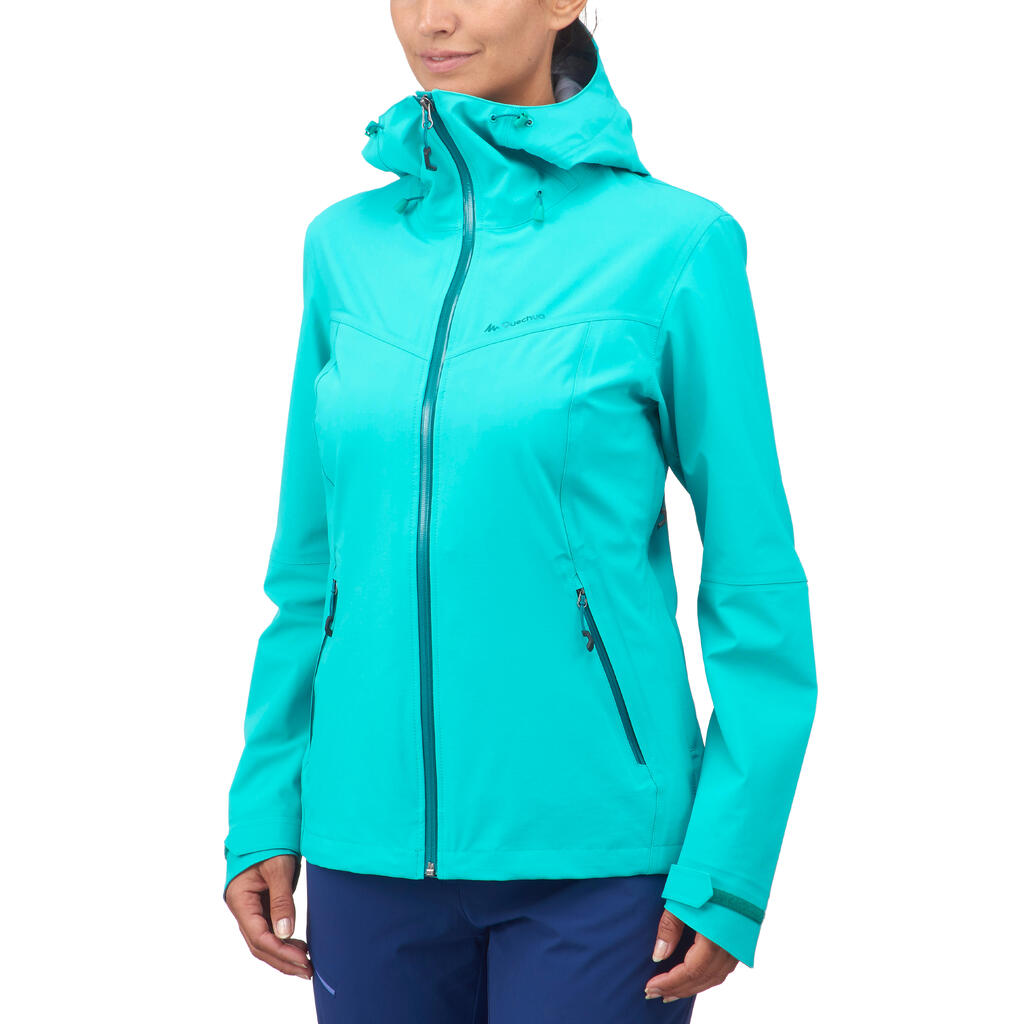 Wanderjacke Bergwandern MH500 wasserdicht Damen grau/blau
