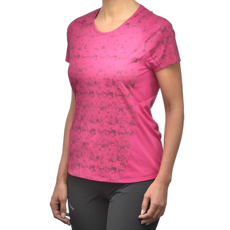 Dámské turistické tričko s krátkým rukávem MH 500 růžové