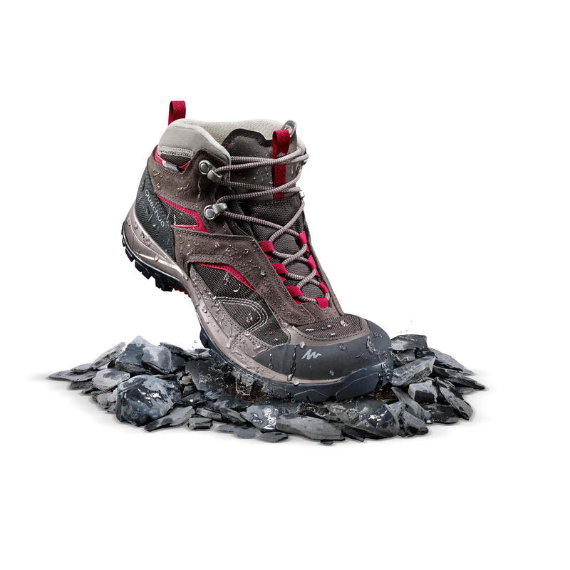 Chaussures de randonnée montagne femme MH100 Mid imperméable brun Chaussures de randonnée montagne femme MH100 Mid imperméable brun