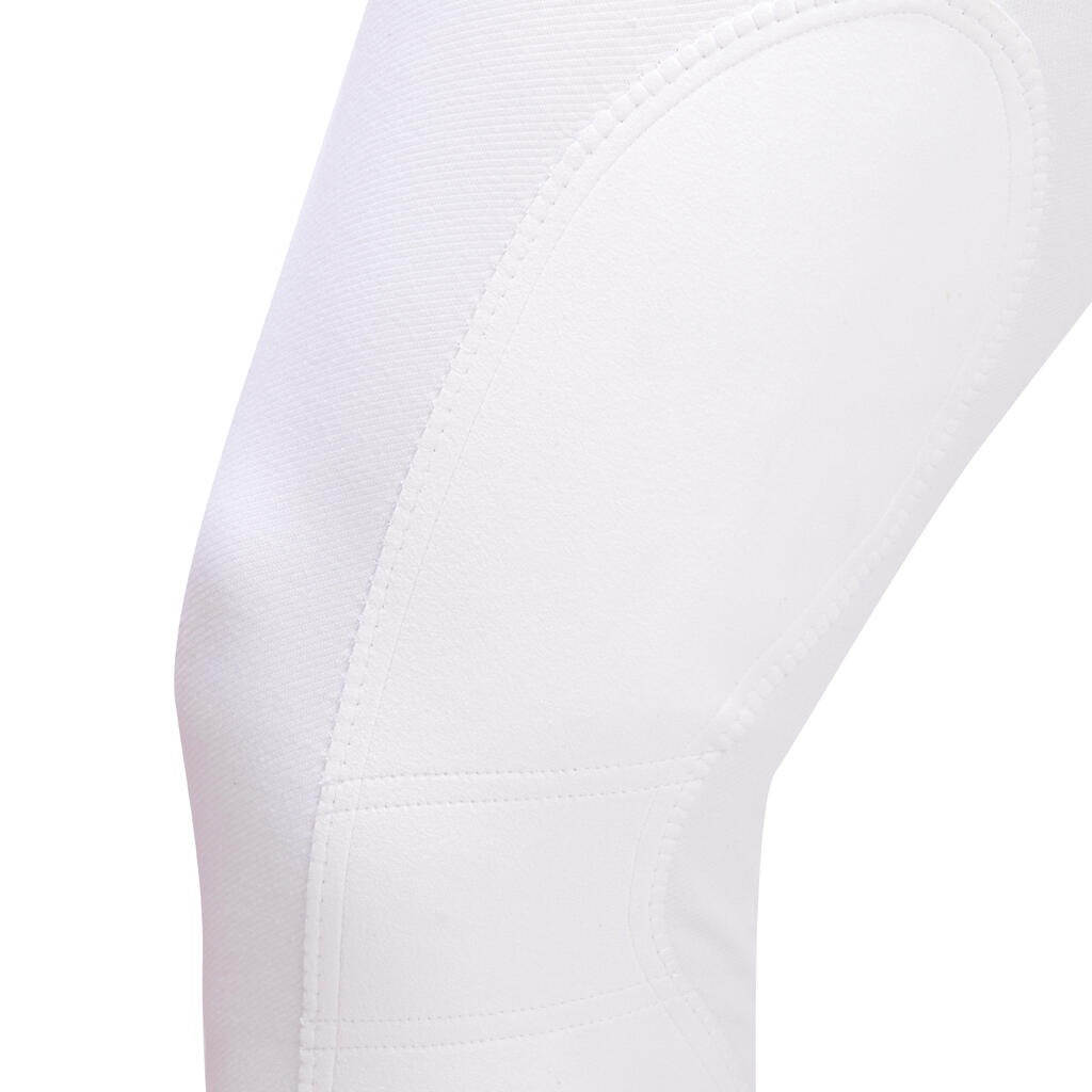 Pánske jazdecké nohavice - rajtky 140 na súťaže s adhezívnymi nášivkami biele