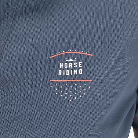 50 Mesh Women's Horse Riding Short-Sleeved Polo Shirt - Grey/Navy