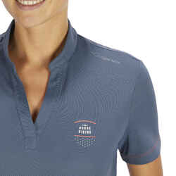 50 Mesh Women's Horse Riding Short-Sleeved Polo Shirt - Grey/Navy