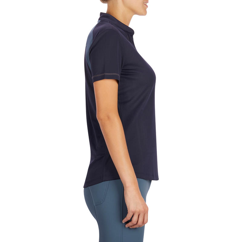 500 Mesh Women's ShortSleeved Horse Riding Polo Shirt Navy/Grey