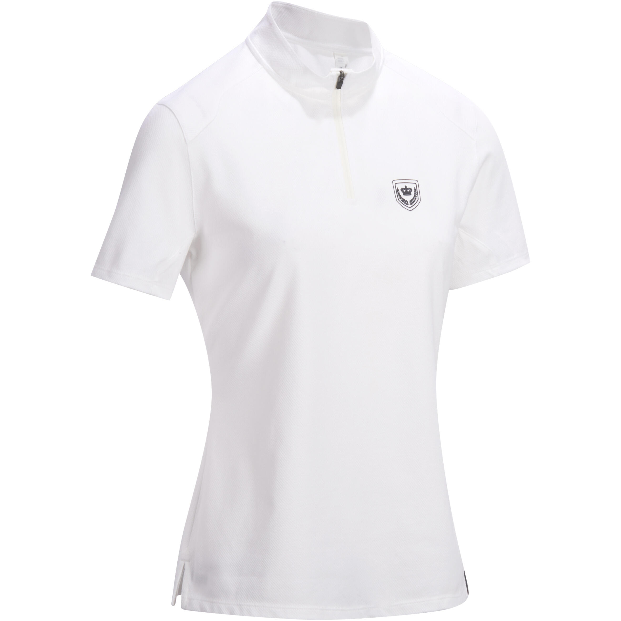 FOUGANZA 500 Women's Short-Sleeved Horse Riding Competition Polo Shirt - White