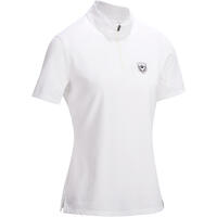 Polo de concours manches courtes équitation femme 500 COMPET blanc