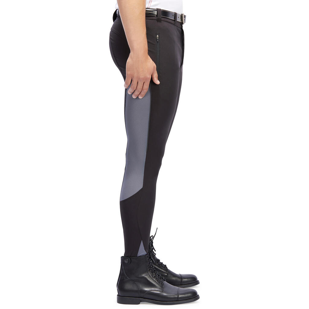 500 Mesh Horse Riding Jodhpurs - Black/Grey