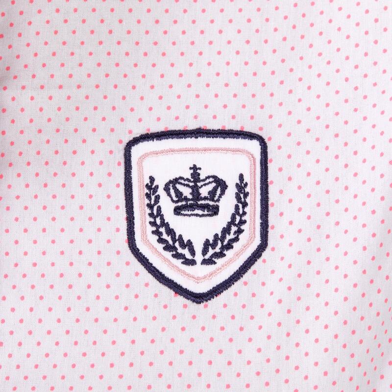 Women's Sleeveless Horse Riding Competition Shirt White/Pink Dots