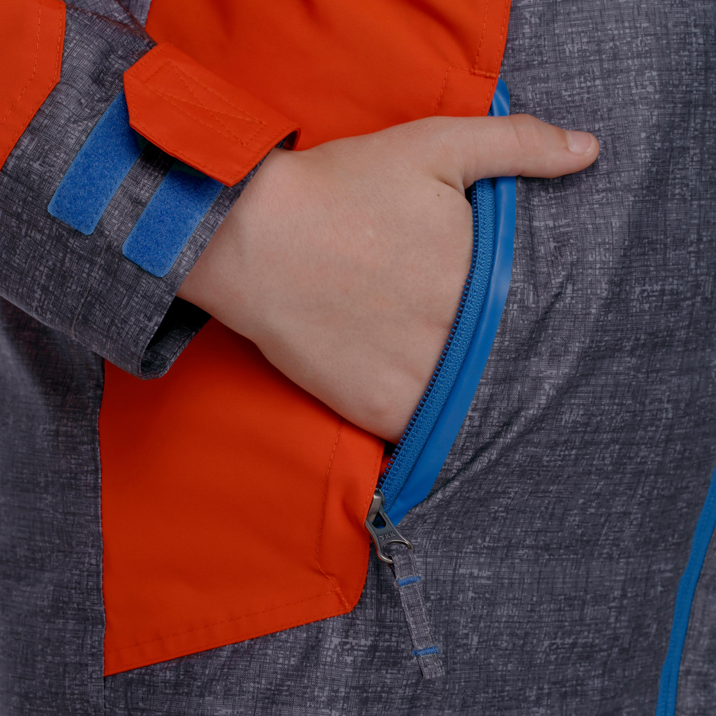 Evoslide Boy's Ski Jacket - Orange/red and Mottled grey 10/20