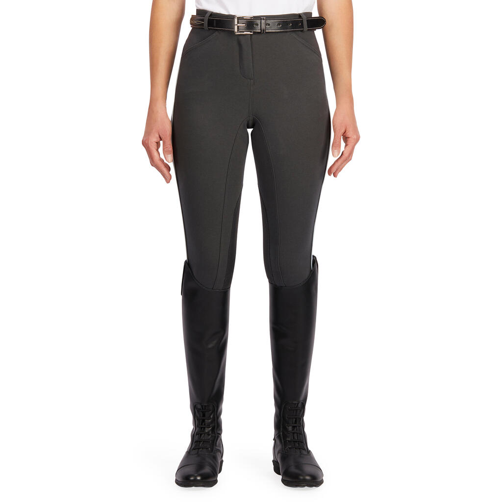Reithose 140 Kniebesatz Damen blaugrau