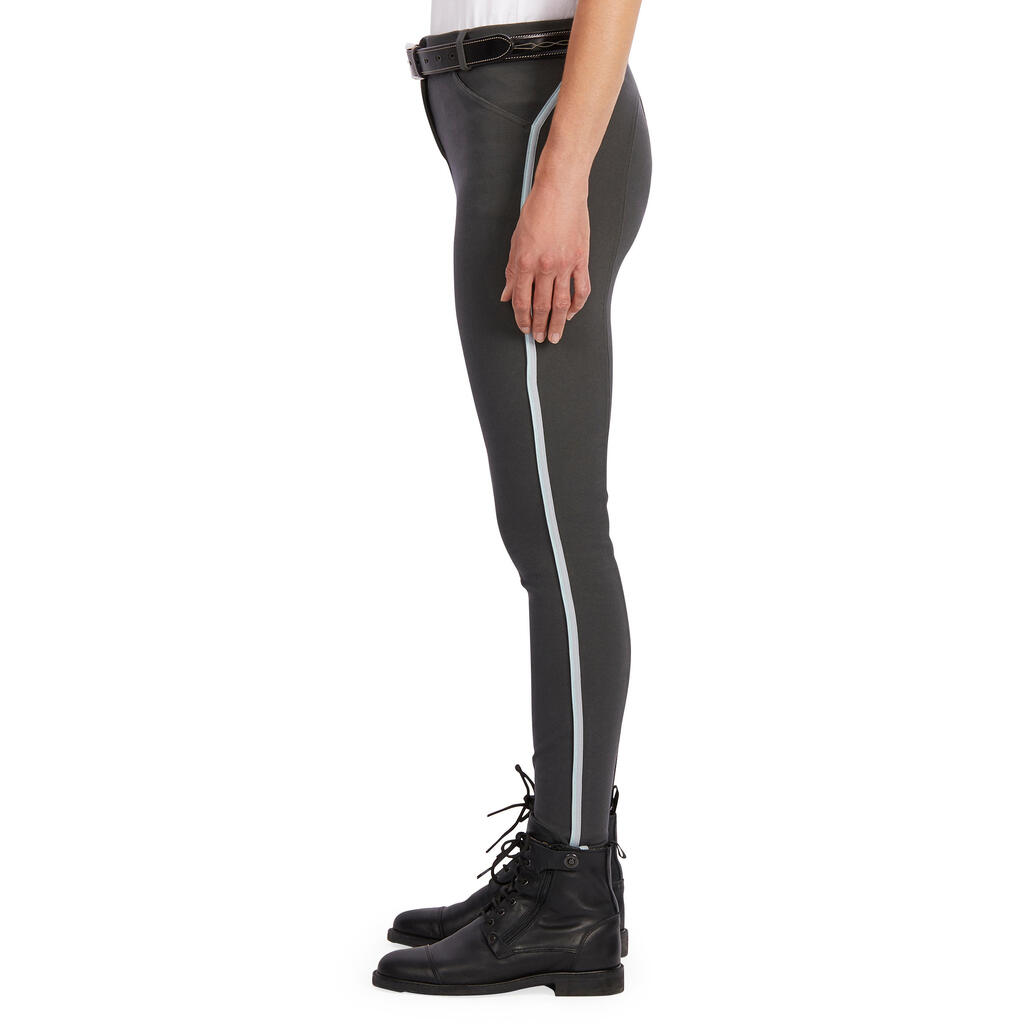 Reithose 140 Kniebesatz Damen blaugrau