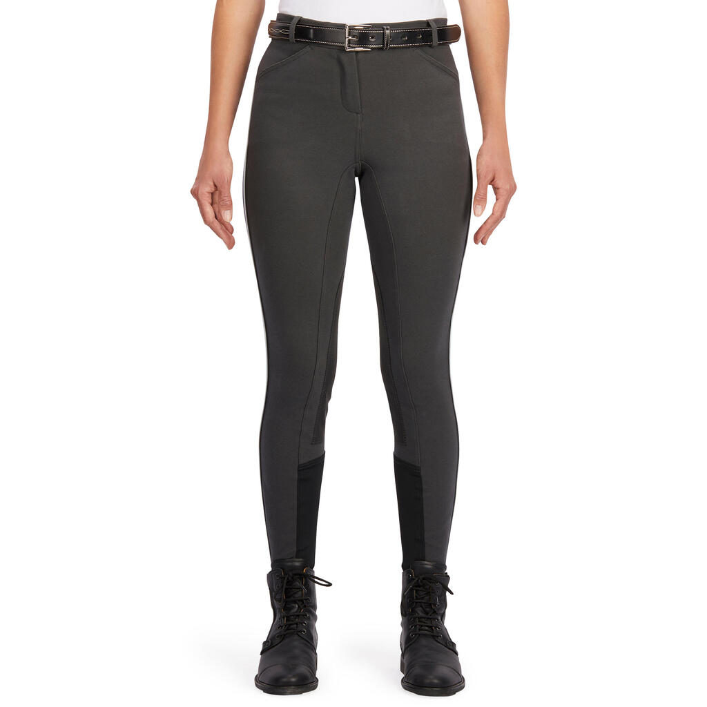 Reithose 140 Kniebesatz Damen blaugrau
