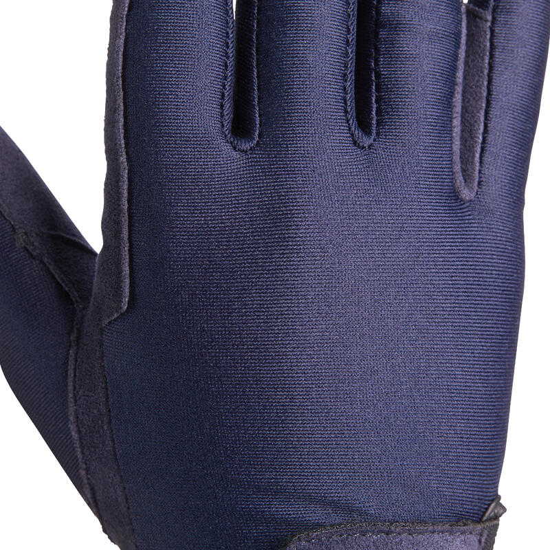 Rijhandschoenen Basic voor kinderen ruitersport marineblauw