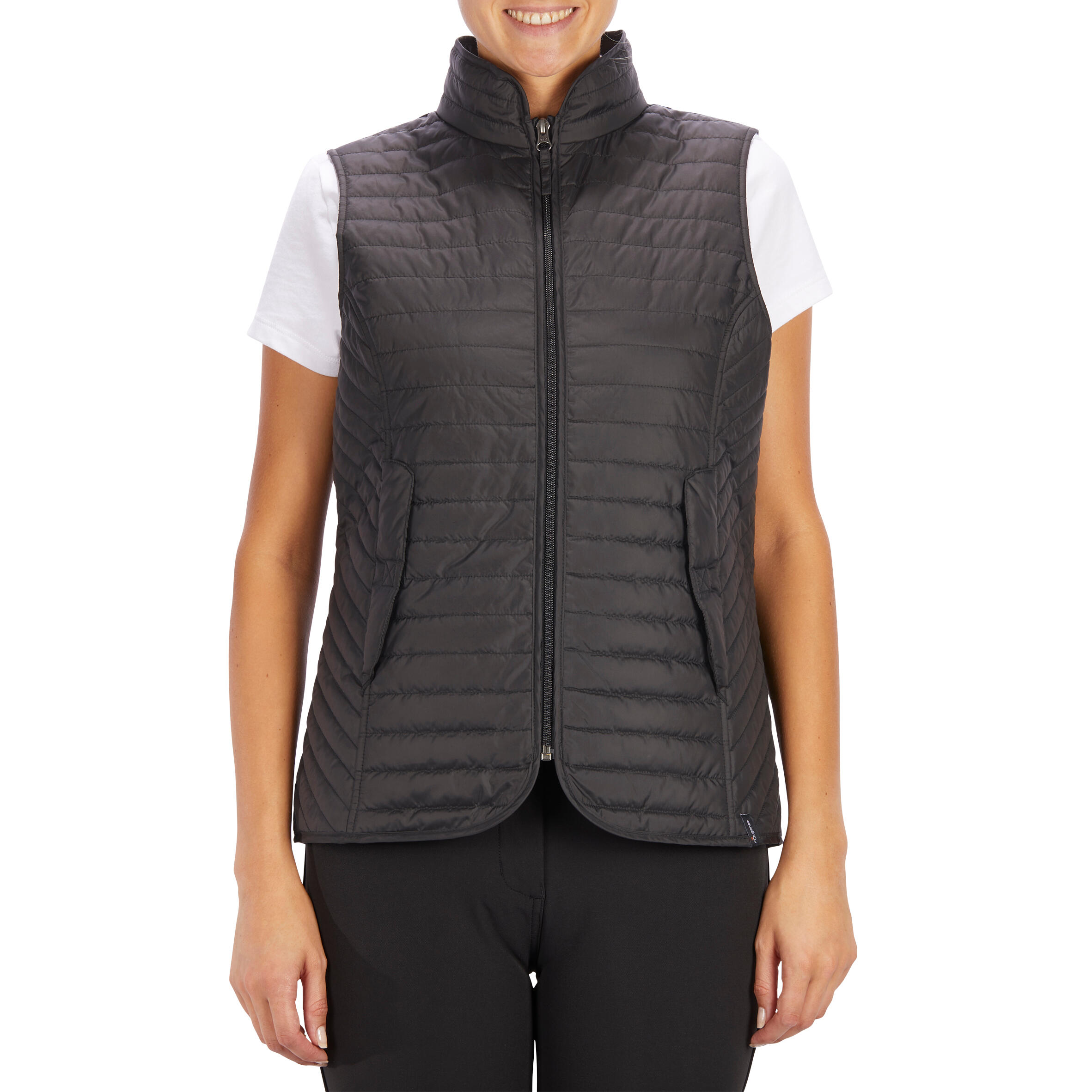 FOUGANZA Damesbodywarmer voor ruitersport 100 zwart
