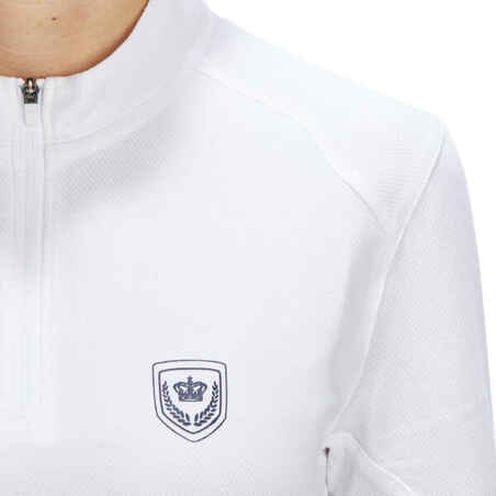 Reit-Poloshirt Kurzam 500 Turnier Damen weiß
