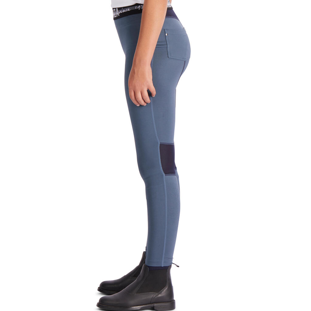 Kids' Horse Riding Lightweight Leggings 100 - Navy/Lilac