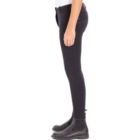 180 Fullseat Kids' Full Seat Horse Riding Jodhpurs - Black/Grey