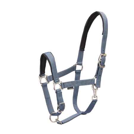 Horse Riding Halter + Leadrope Set - Nubuck/Blue-Grey