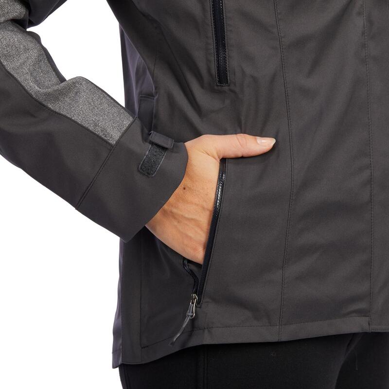 Chaqueta equitación fouganza 500 mujer gris oscuro impermeable