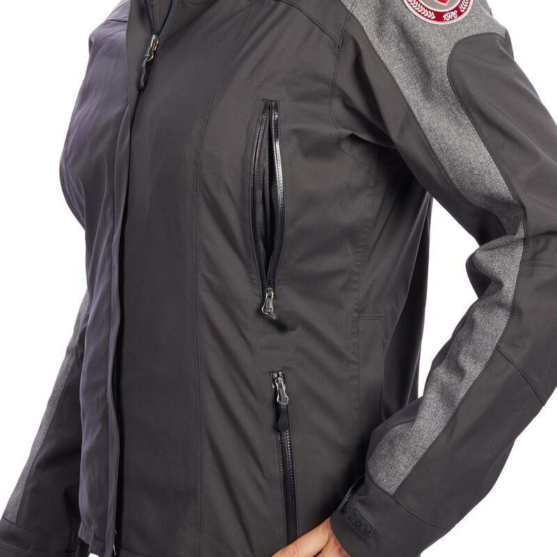 Chaqueta equitación fouganza 500 mujer gris oscuro impermeable