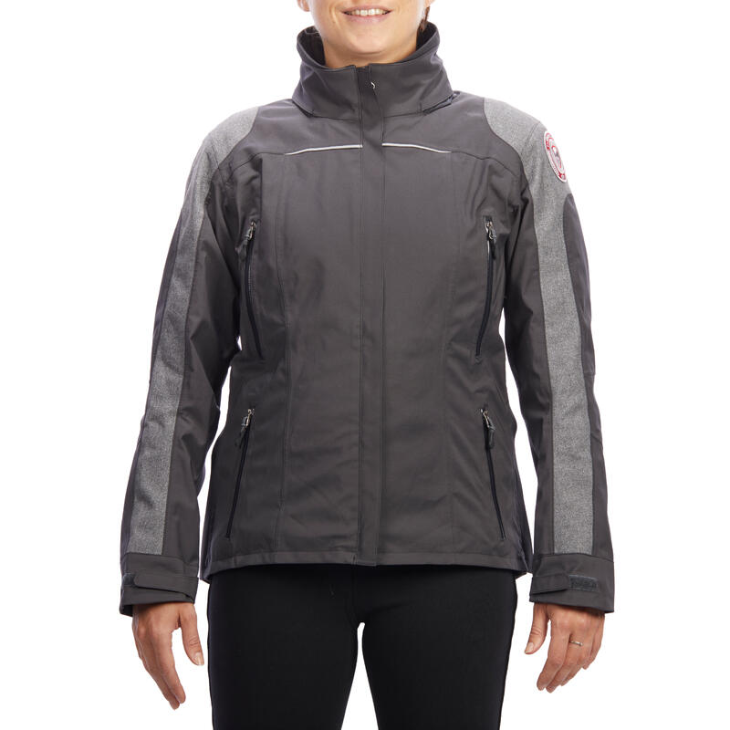 Chaqueta equitación fouganza 500 mujer gris oscuro impermeable