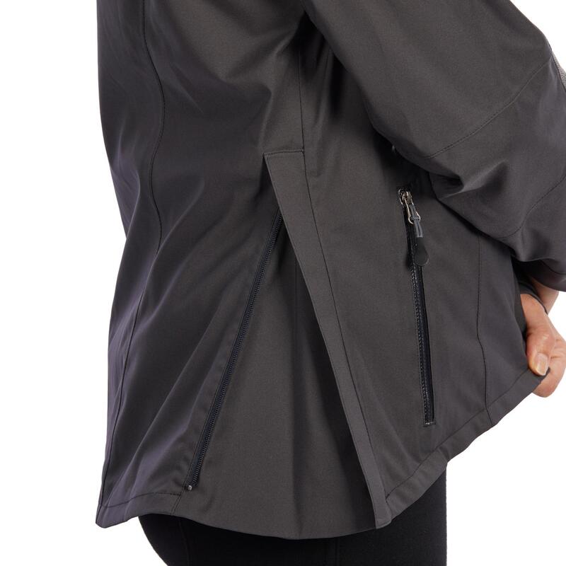 Chaqueta equitación fouganza 500 mujer gris oscuro impermeable