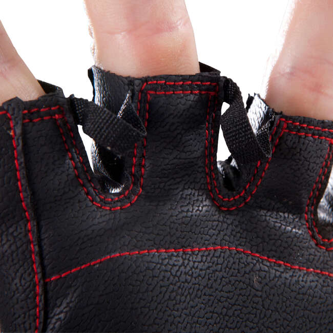 DOMYOS 100 Weight Training Gloves Black/Red Decathlon