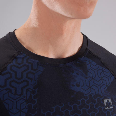 Компресійна футболка 500 для крос-тренінгу - Чорна/Синя