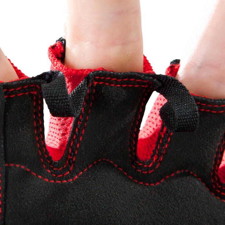 500 Weight Training Glove With Rip-Tab Cuff - Black/Red