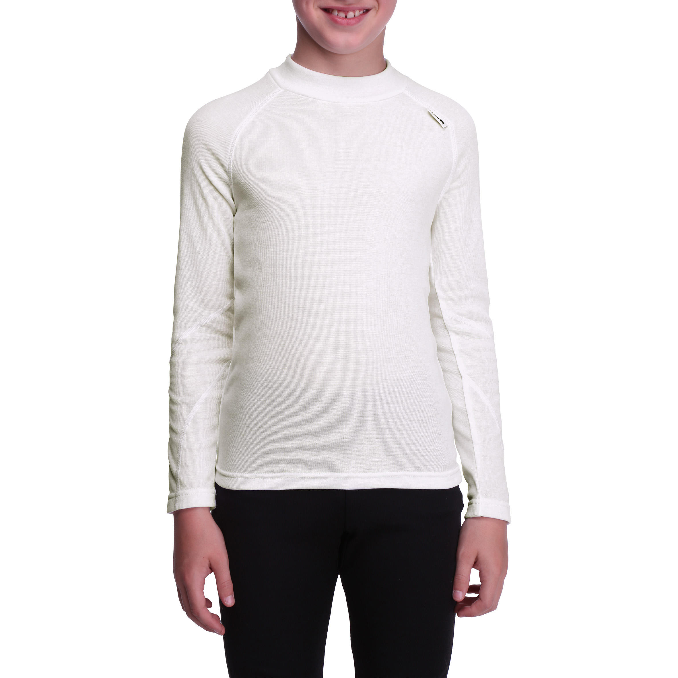 WEDZE SIMPLE WARM CHILD'S SKI BASE LAYER - WHITE