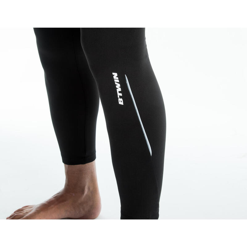 CUISSARD LONG AVEC BRETELLES HIVER VELO ROUTE CYCLOTOURISME 100 NOIR