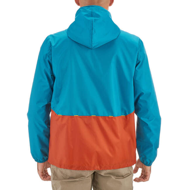 QUECHUA Raincut Zip Men's Waterproof Jacket Orange/Blue...