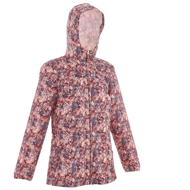 Raincoat for WomenHiking Full Zip Raincut JacketBurgundyDecathlon