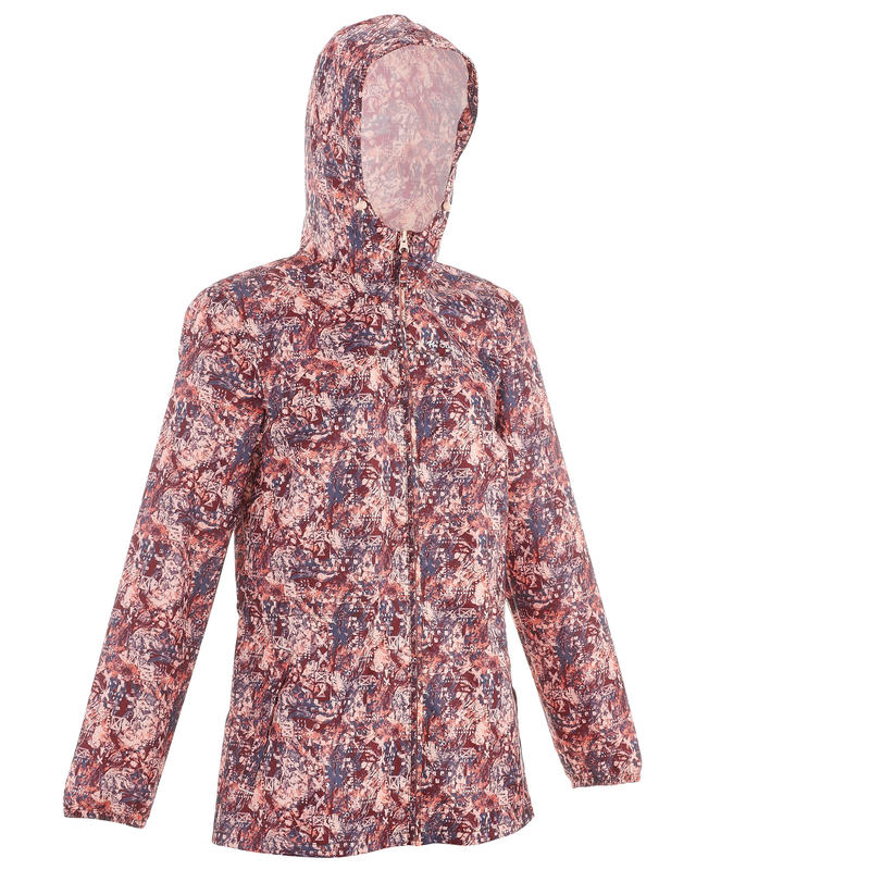 Raincoat for WomenHiking Full Zip Raincut JacketBurgundyDecathlon