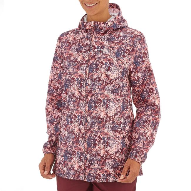 Raincoat for WomenHiking Full Zip Raincut JacketBurgundyDecathlon