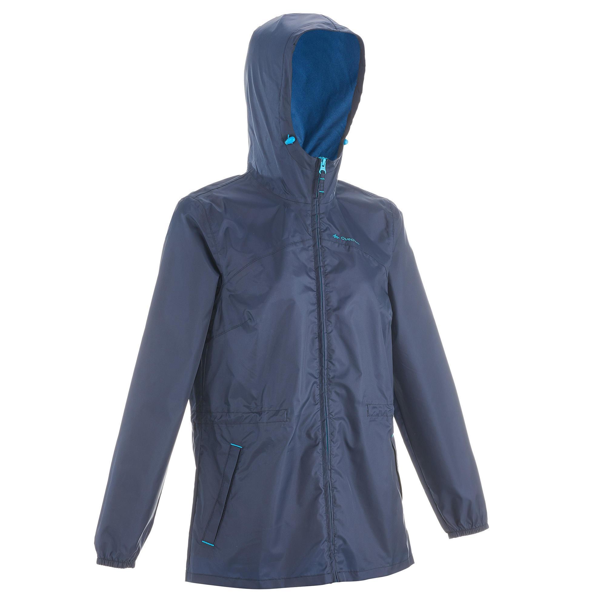 Jachetă Impermeabilă cu fermoar Drumeție în natură RainCut Bleumarin Damă