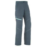 Kids’ Modular Hiking Trousers MH500 KID Aged 7-15 Turquoise