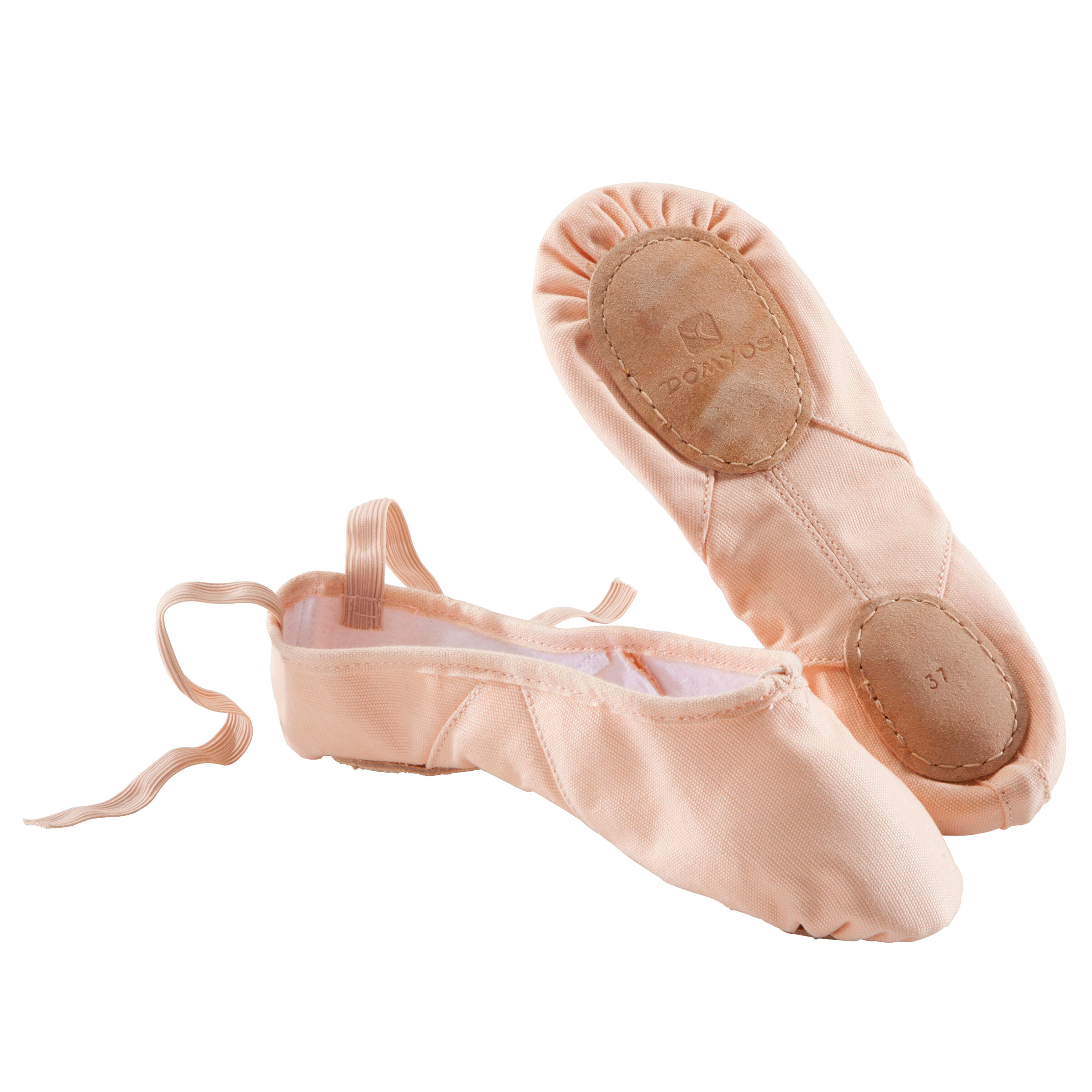 Split-Sole Canvas Demi-Pointe Shoes - Salmon Pink 1/13