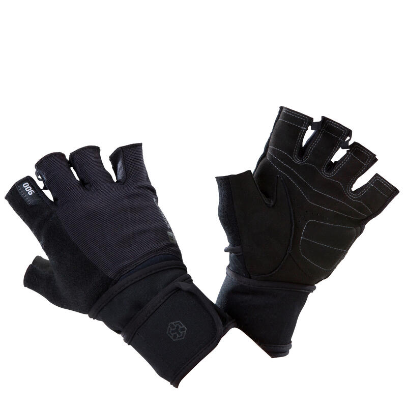 900 Weight Training Glove with Double Rip-Tab Cuff - Black/Grey