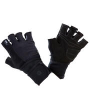 Weight Training Glove 900 with Wrist Strap - Black with Grey